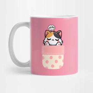Sleepy Kitten in Polka Dot Pocket Mug